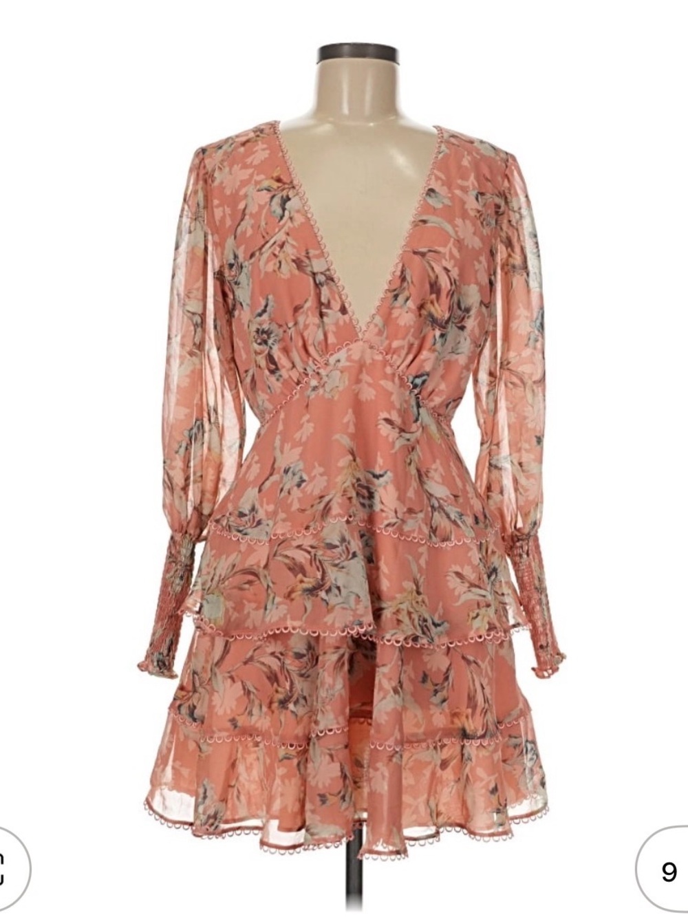 KEEPSAKE the Label Dusty Rose Floral Tiered V-Neck Dress